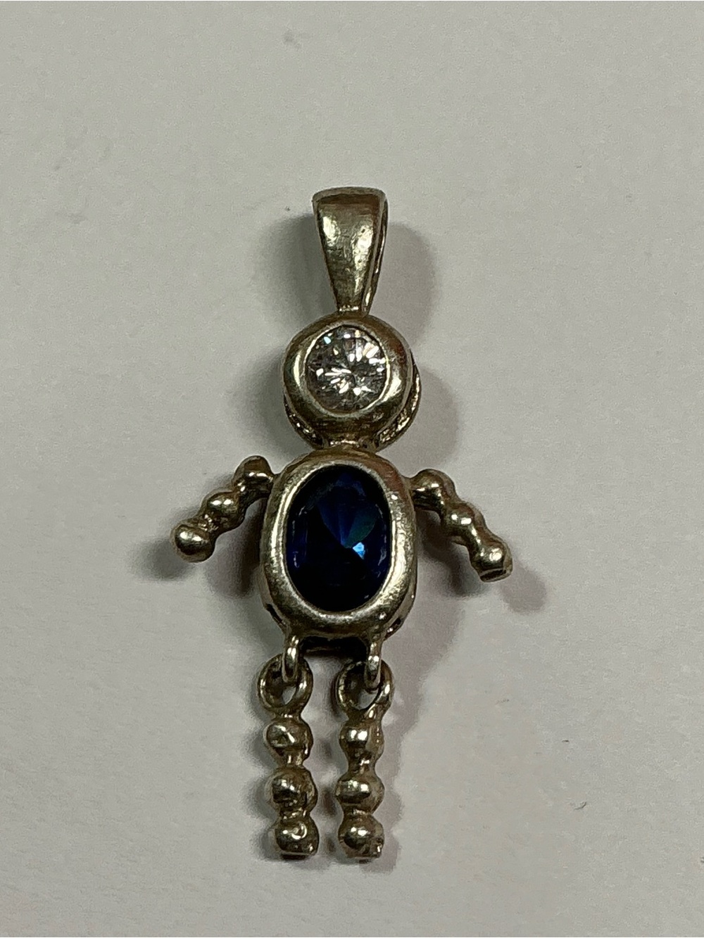 Sterling Silver Little Boy Articulating Legs Pendant. 1.25” long